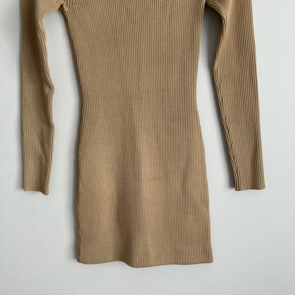 ALC Womens Long Sleeve Ribbed Dress Light Brown Size Small Party Going Out - Picture 5 of 7